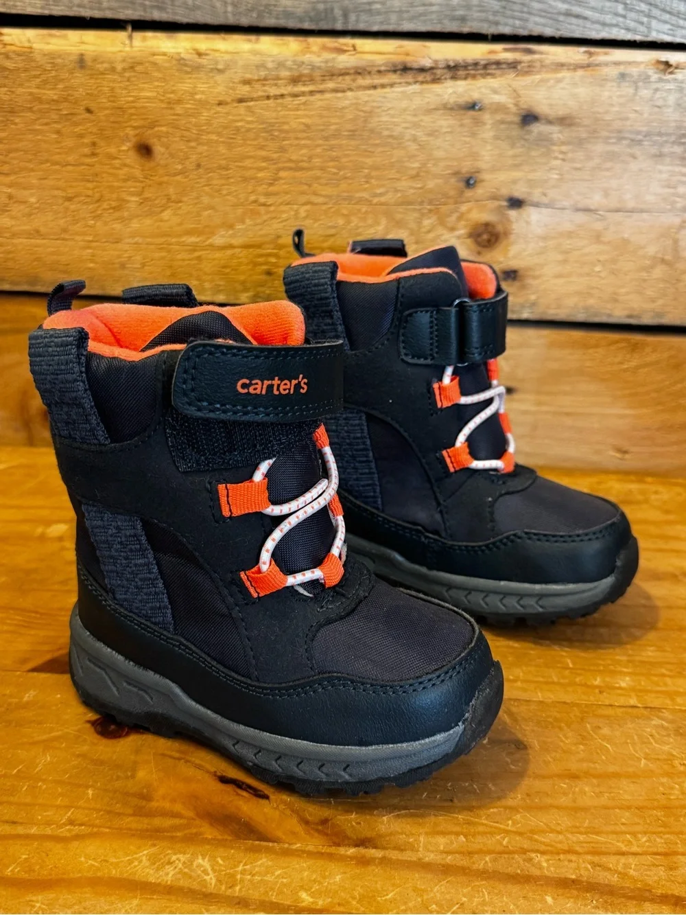 Carter’s Kids Insulated Snow Winter Boots – Black & Orange – Size 6M